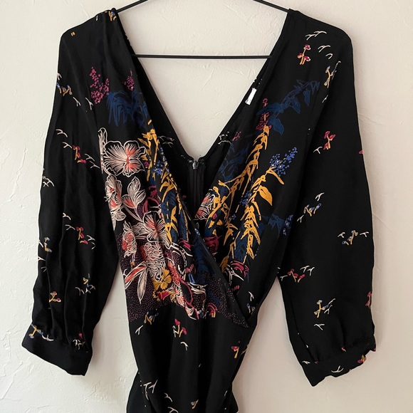 ANTHROPOLOGIE FEATHERBONE NARA BLACK FLORAL JUMPSUIT 8 - Picture 6 of 8